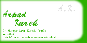 arpad kurek business card